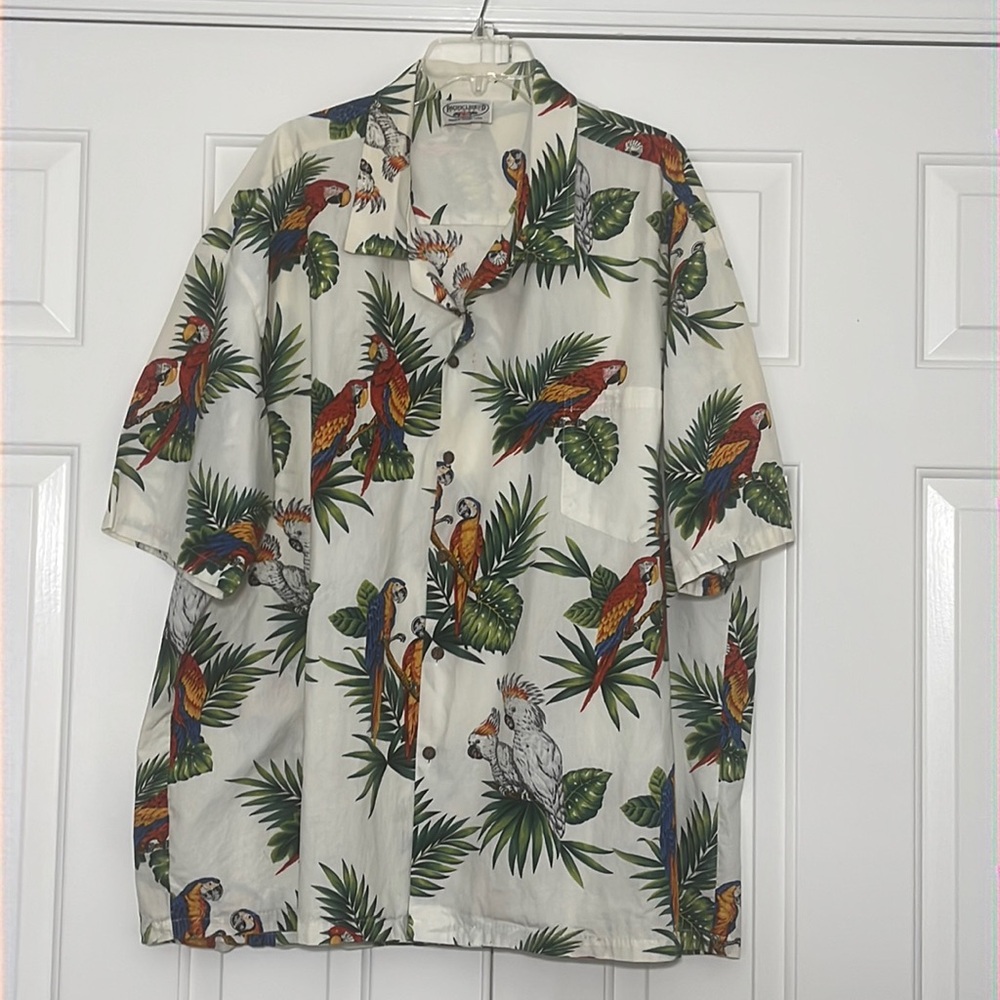 Pacific Legend 100% Cotton Men’s Parrots Hawaiian Shirt Short Sleeve Size 4XL